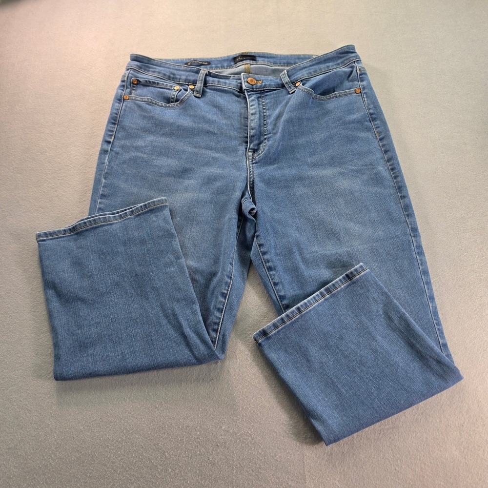 Talbots Cropped Flare Jeans Women's 14 Medium Wash Stretch Denim Boho Casual